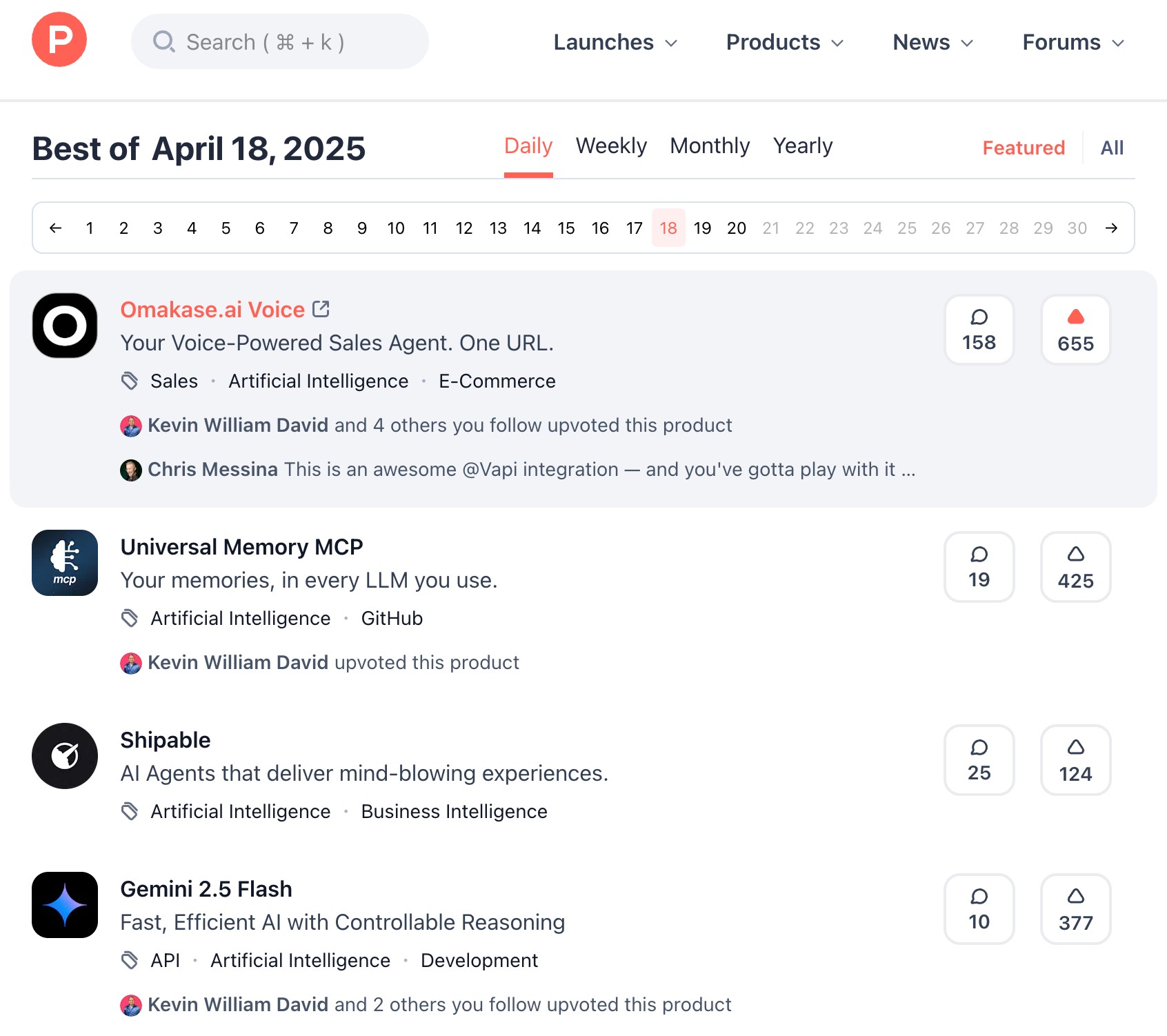 ProductHunt screenshot
